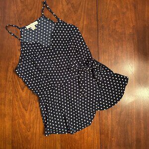 Monteau Los Angeles Polka Dot Peplum Top